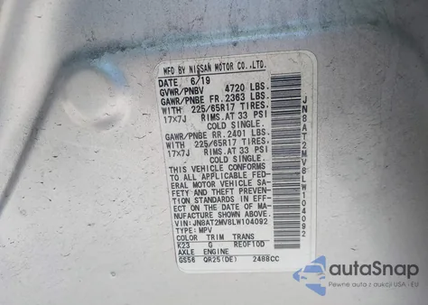 2020 Nissan Rogue Sv Intelligent Awd from USA, damaged, VIN JN8AT2MV8LW104092